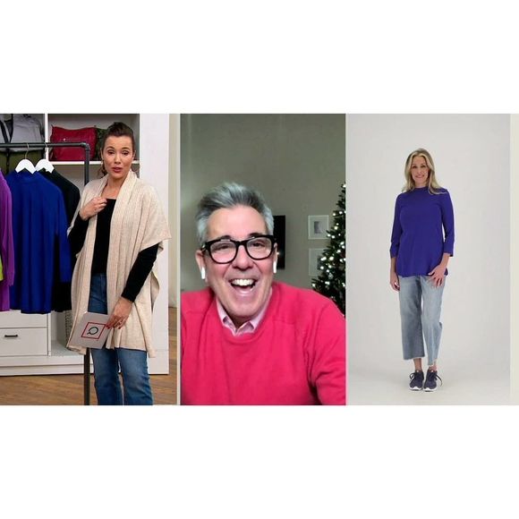 LOGO Principles by Lori Goldstein 3/4 Sleeve Mock Neck WOMENS Top blue - Picture 2 of 4